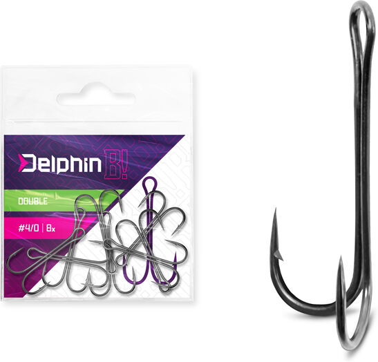 Hameҫon double Delphin B! Double / 8pcs 8 Silver, Gray, Green 8