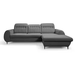 ECKSOFA PURO R-S Grau Plüsch-Stoff mit Schlaffunktion