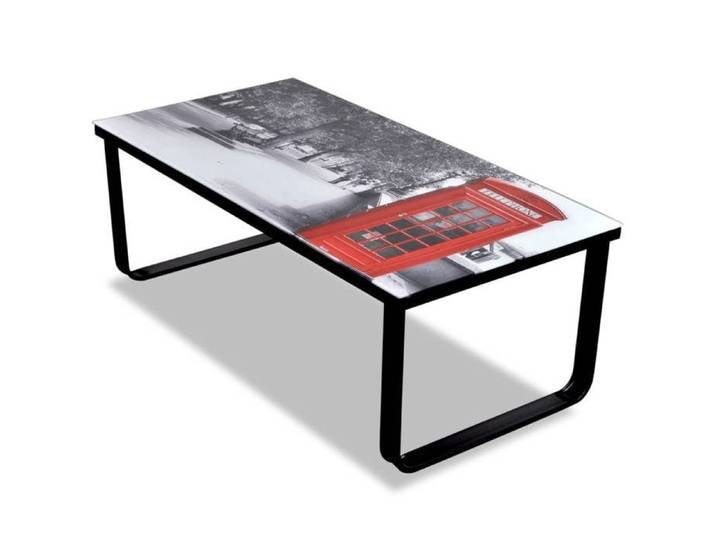 Table basse avec impression de cabine téléphonique Dessus verre 241176