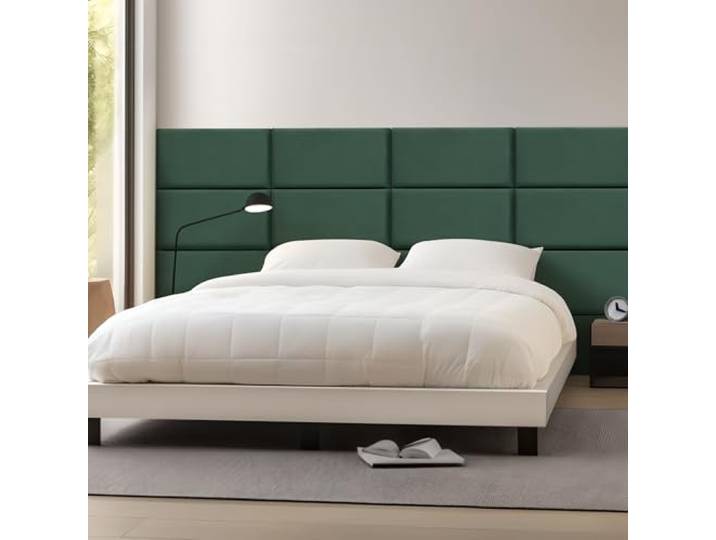 [neu.haus] Wandkissen Carpino 3er Set 60 x 30 cm Wandpolster Samt Dunkelgrün Wandpaneele gepolstert Kopfteil für Bett Polsterpaneel zum Kleben