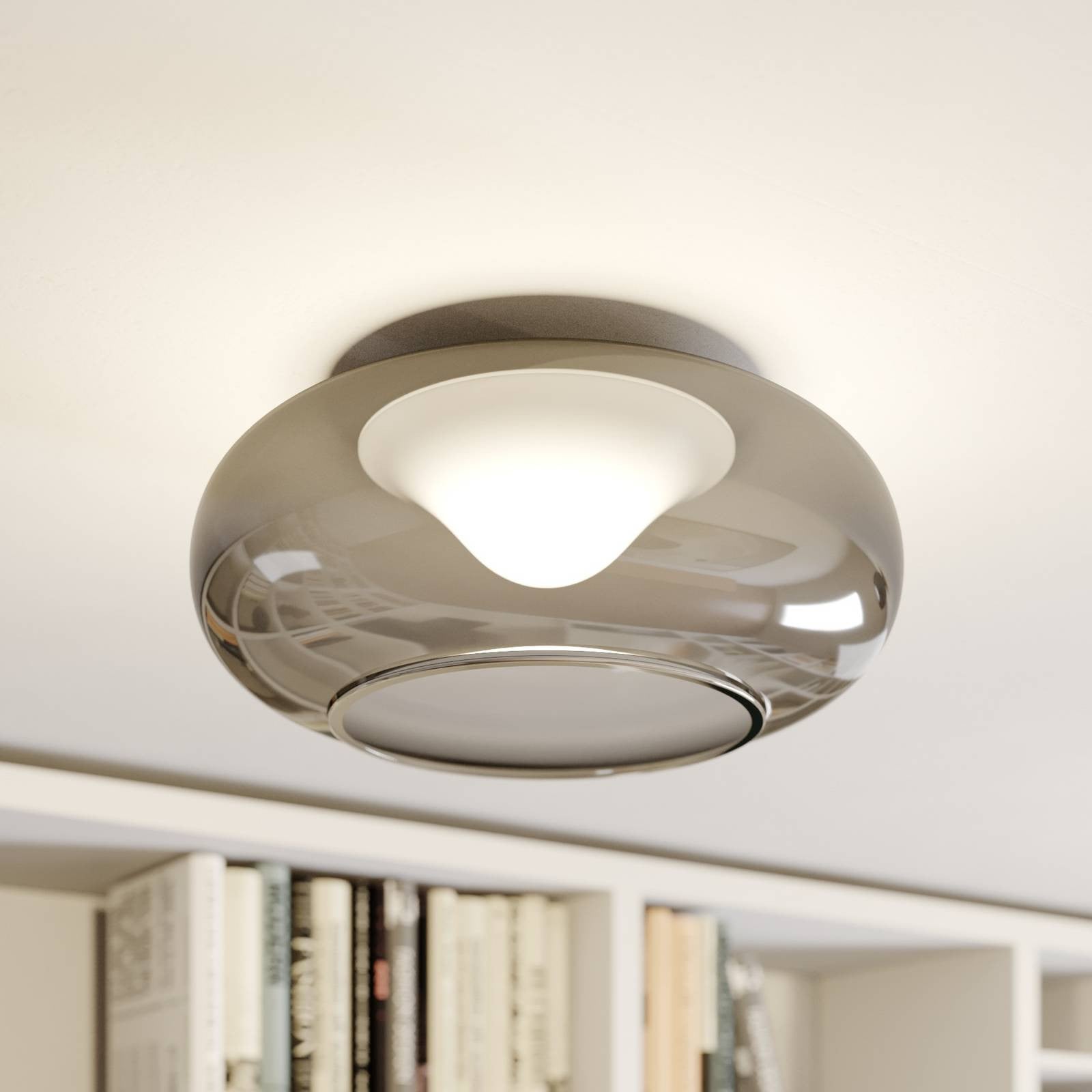 Lucande Mijo Modern LED-plafondlamp met Glas en Aluminium in Grijs