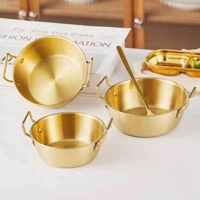 Smart Shopping Spot Golden Stainless Steel Instant Noodle Bowl With Handle Elegant Korean Rice Wine Bowl For Salads & Snacks 13.5cm