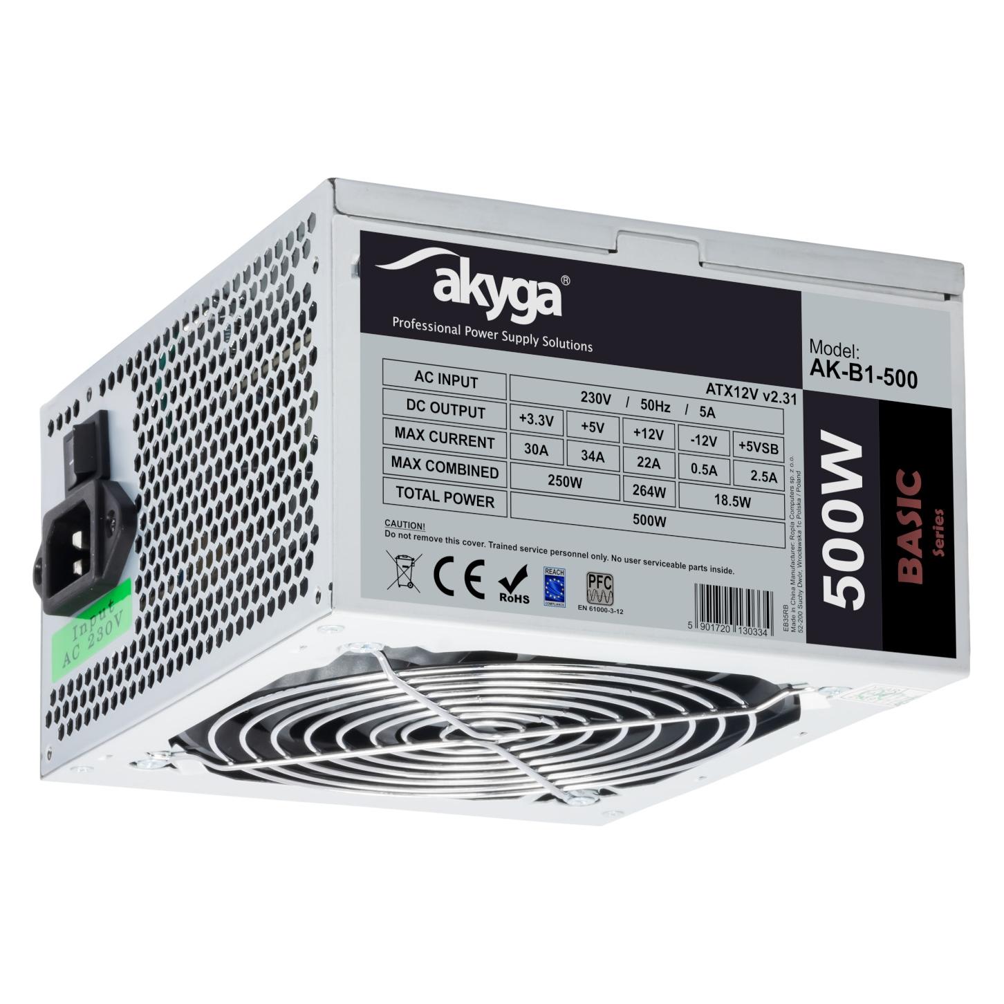 Akyga Netzteil AK-B1-500 Basic 500W, DC 3,3 (500 W) (AK-B1-500)