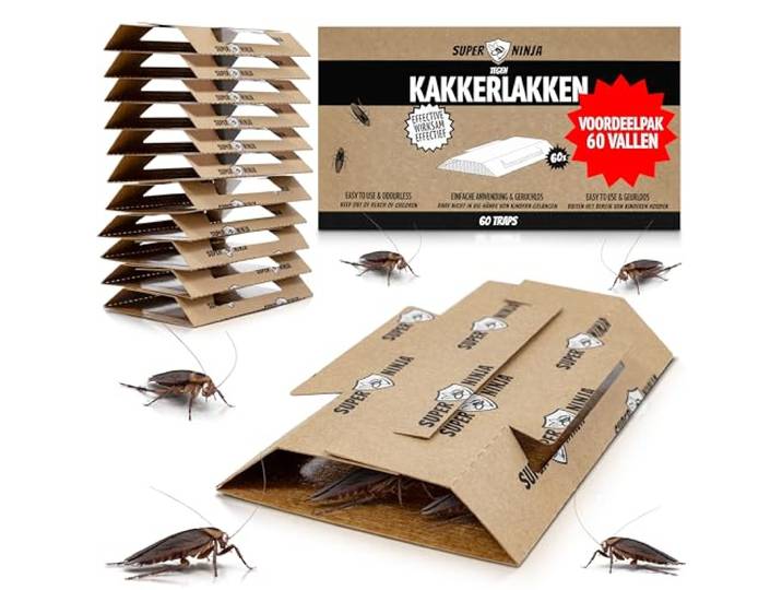Super Ninja Kakkerlakval, 60 Stuks Lijmval met Lokstof voor Binnengebruik
