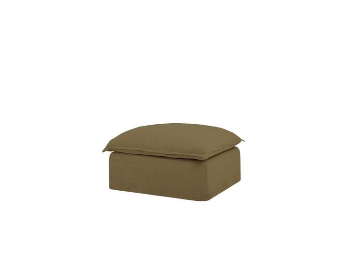 Pouf en coton et lin déhoussable vert 92x72cm