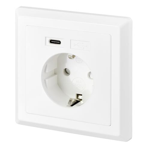Sygonix SY-5238674 Unterputz-Steckdose mit USB Weiss (SY-5238674)
