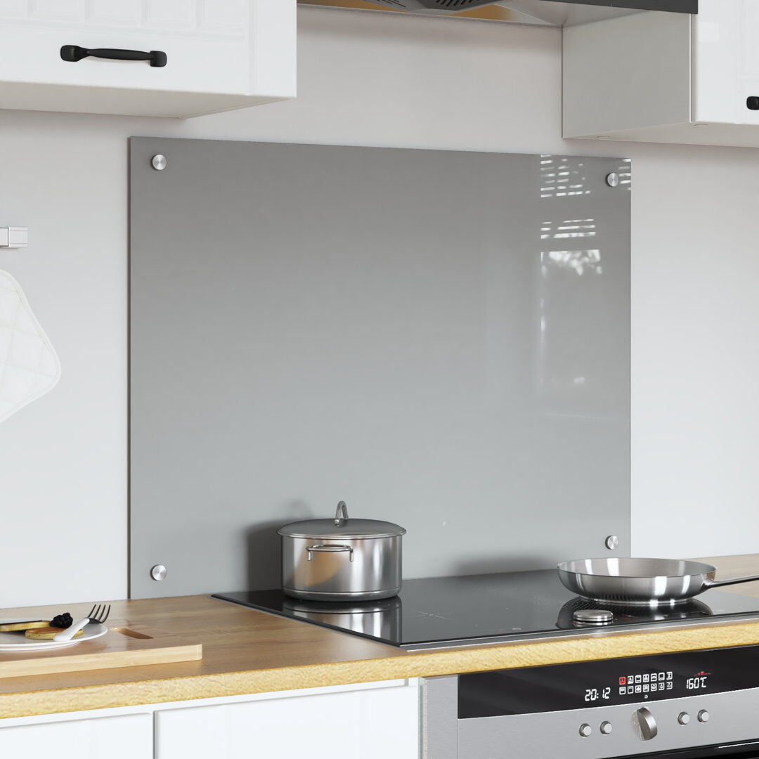 Belfry Kitchen Kitchen Backsplash Tempered Glass Light Grey 60 x 80 cm