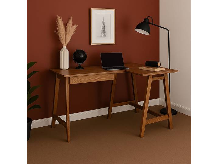 home24 Hoekbureau Toeke 115cm oriëntatie rechts bruin/licht essenhout