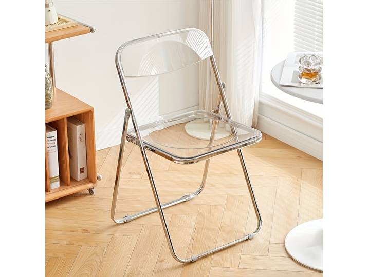 Chaise pliante transparente, sans coussin, design moderne et minimaliste, chaise de salon, tabouret gain de place pour restaurant