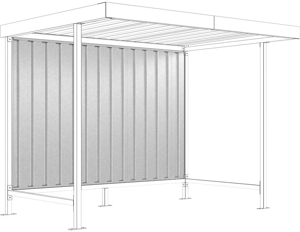 Rückwand zu Materialüberdachung Leipzig, für einseitige Ausführung, für Grundeinheit, B 2870 mm WSM