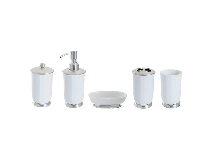 Signature Badezimmer-Set - Waschbecken-Zubehör, Weiß, Metall, 37x25x25 cm, Badaccessoires