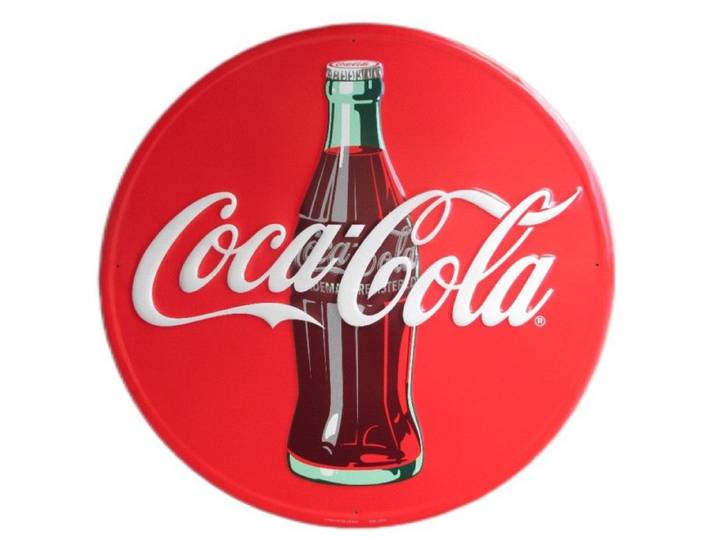 Plaque publicitaire - COCA COLA - 60cm - Métal - Ronde - Vintage
