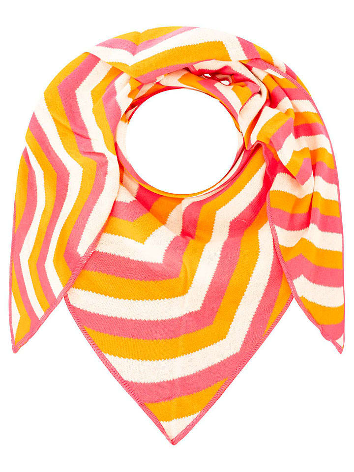 Zwillingsherz Dreieckstuch "ZickZack" in Orange/ Pink - (L)190 x (B)90 cm - onesize