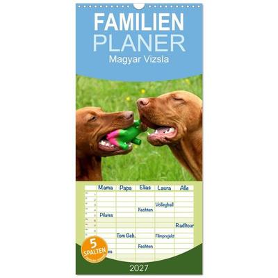 Familienplaner 2027 - Magyar Vizsla mit 5 Spalten (Wandkalender, 21 x 45 cm) CALVENDO