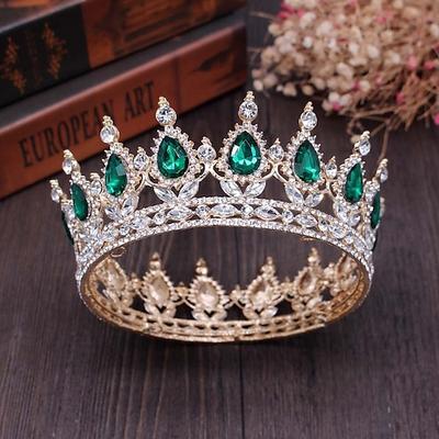 krone kopfschmuck braut golden rot diamant kristall runde krone volle krone geburtstag leistung zubehör haarschmuck