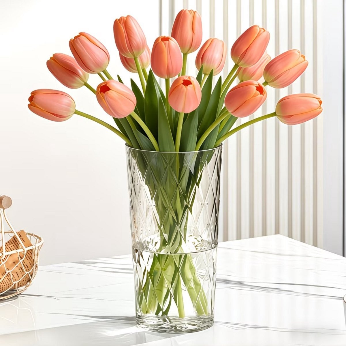 Glam Glazen Cilinder Bloemenvaas voor Decoratie, Hoogte: 26,4 cm