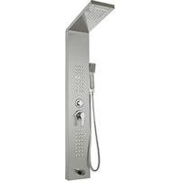 Modern Douchepaneel met Thermostaatkraan, Handdouche en Massagestralen, Roestvrij Staal, Chroom/Zilver, Wandmontage
