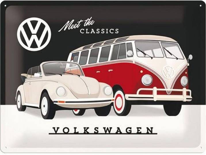Wandbord - Volkswagen meet the classics - 30x40cm