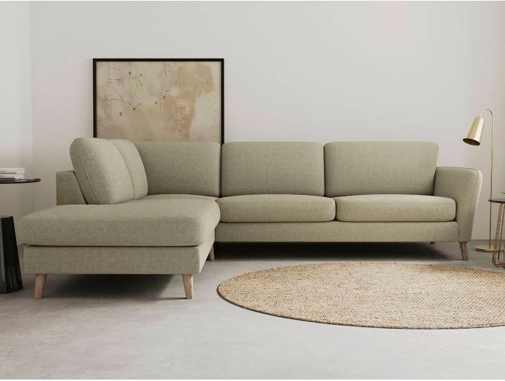 Ecksofa, Webstoff, Beige 278×202 cm, Ottomane Rechts/Links, Landhausstil, Home-affaire