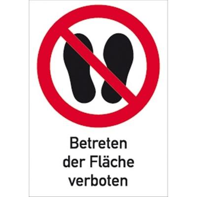 Schild Betreten der Fläche verboten ISO 7010, Kombischild, Kunststoff, 297x210 mm