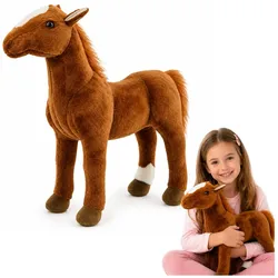 Plüschpferd Plüsch Maskottchen Kuscheltier Braun 40cm x 37cm