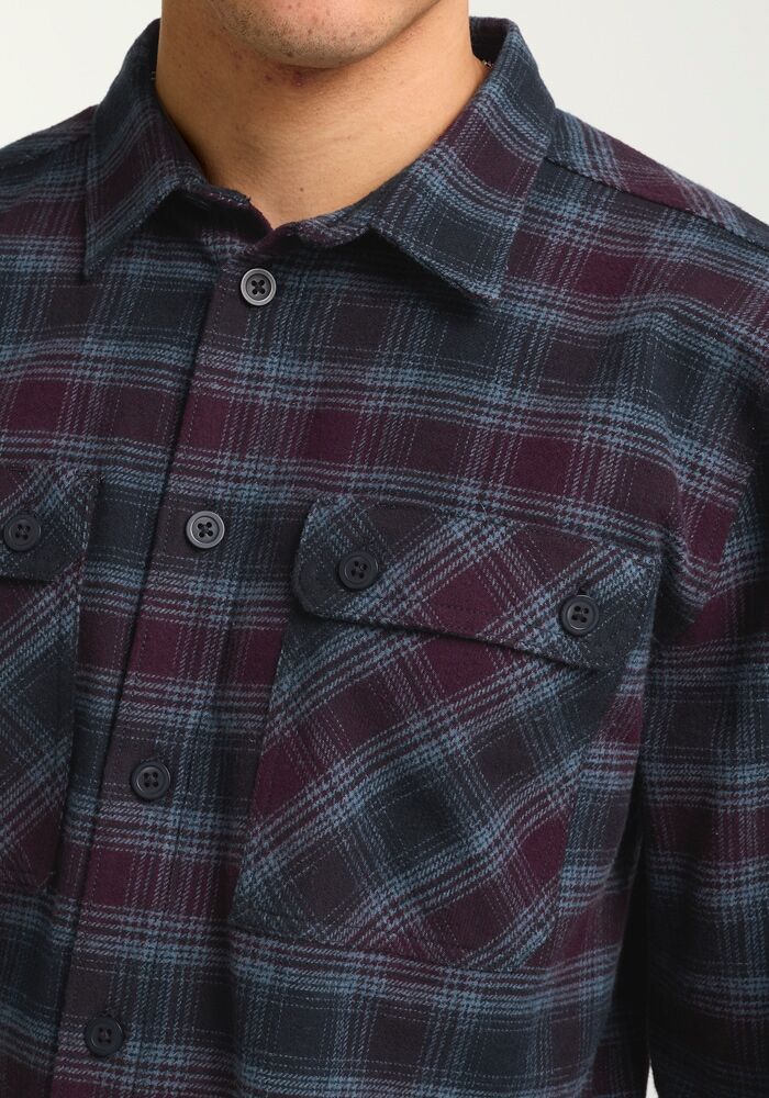 Flanellhemd JACK WOLFSKIN "BAJA FLANNEL SHIRT M", Herren, Gr. M (50), Normalgrössen, blau (check, schwarznavy), Obermaterial: 100% Baumwolle, Hemden Flanellhemd, Flanellhemd, weich, atmungsaktiv check, schwarznavy M (50), Normalgrössen