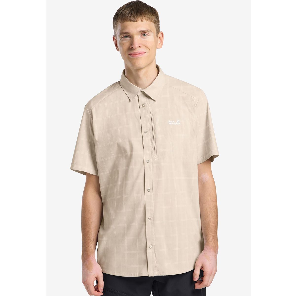 Jack Wolfskin Norbo S / S Shirt M check oyster (T0438) S 1404031_T0438_A06