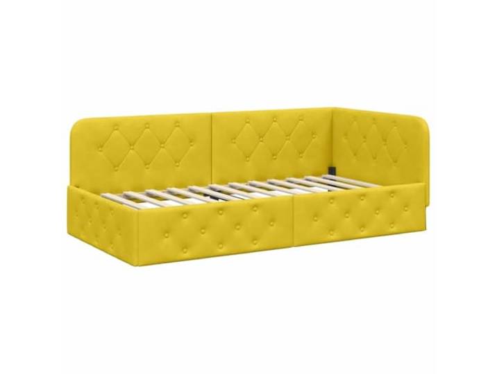 PUGYNBK Eck-Bettgestell, Gelb, 90 x 200 cm, Samt L-Design, umkehrbare Armlehne, multifunktionales Schlafsofa, moderner Stil