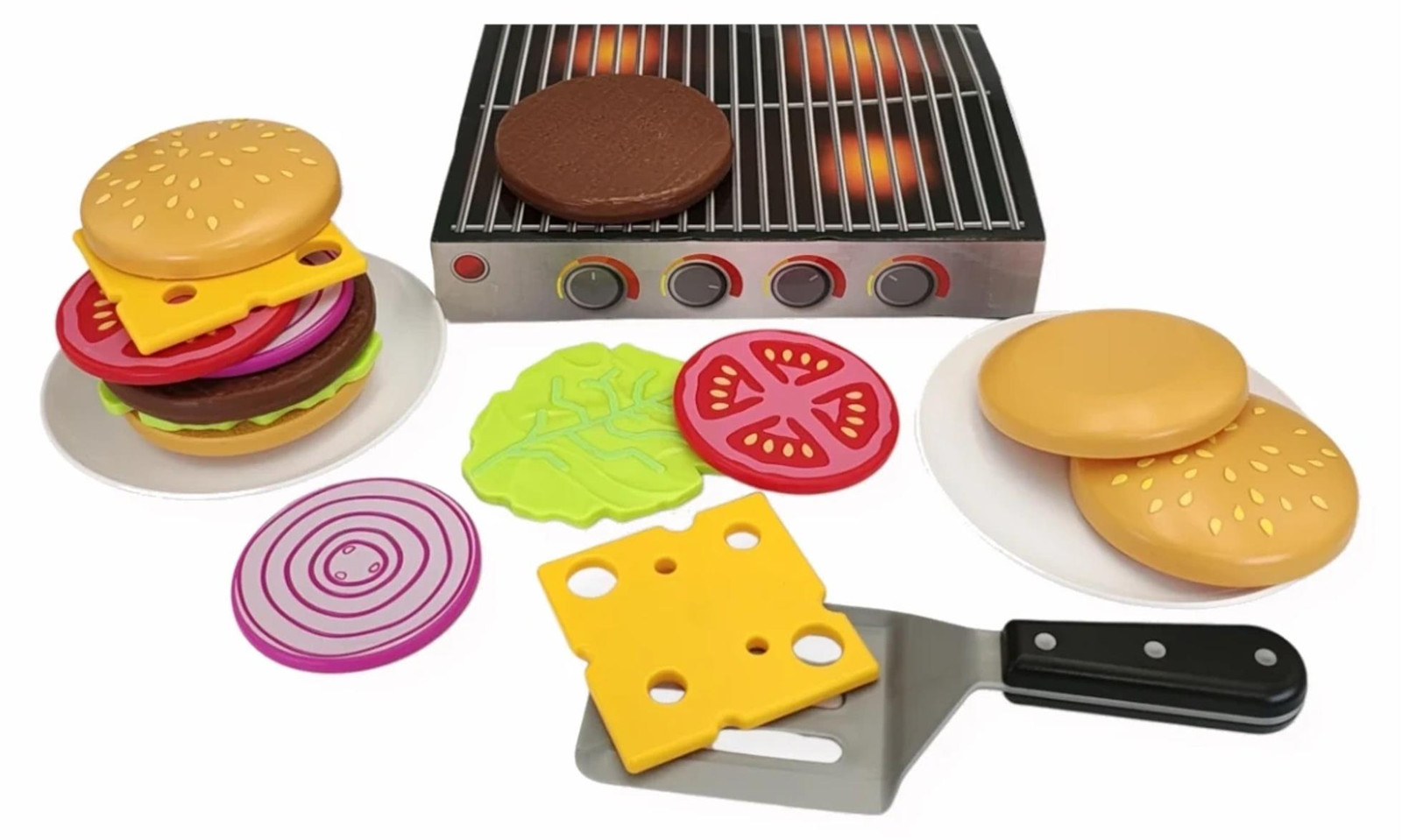 Popular Playthings Magnetische burgerset met grill, 18 onderdelen
