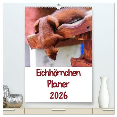 Eichhörnchen Planer 2026 (hochwertiger Premium Wandkalender 2026 DIN A2 hoch), Kunstdruck in Hochglanz
