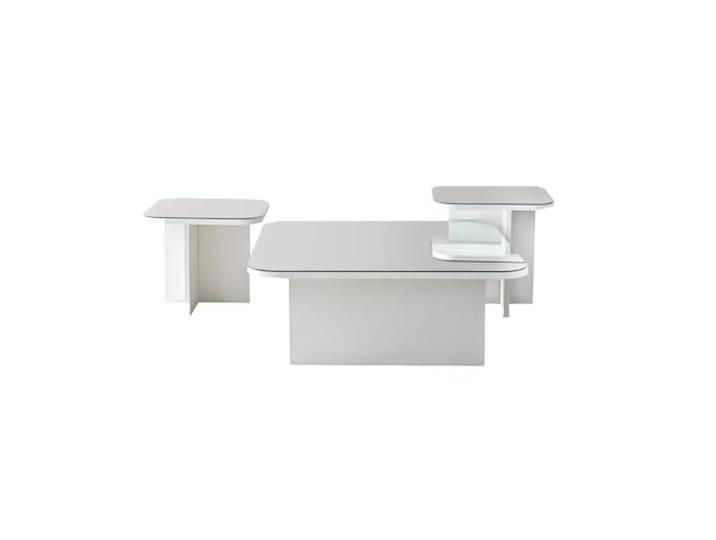 Hanah Home Modernes weißes Couchtisch-Set (3-teilig), 100% melaminbeschichtete Spanplatte, 18 mm stark Stilvoll und funktional für die Wohnzimmergestaltung