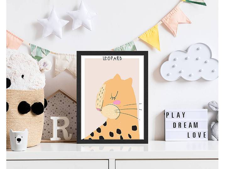 Tableau déco Sleepy Leopard 33 x 43cm Multicolore