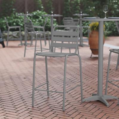 Lancaster Home Commercial Indoor-Outdoor Restaurant Stack Stool with Triple Slat Back