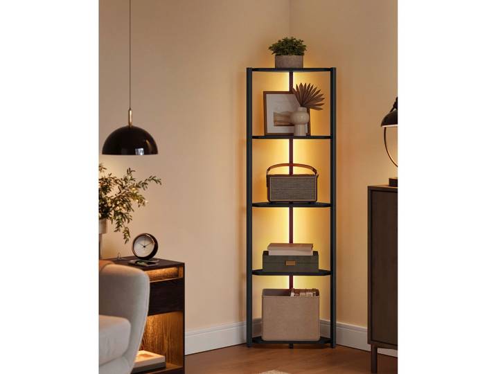Eckregal Ebony Schwarz mit LED