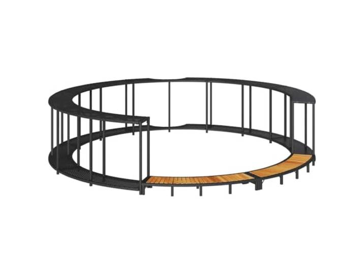 vidaXL Hottub Surround opbergruimte houten opstapje poly rattan zwart