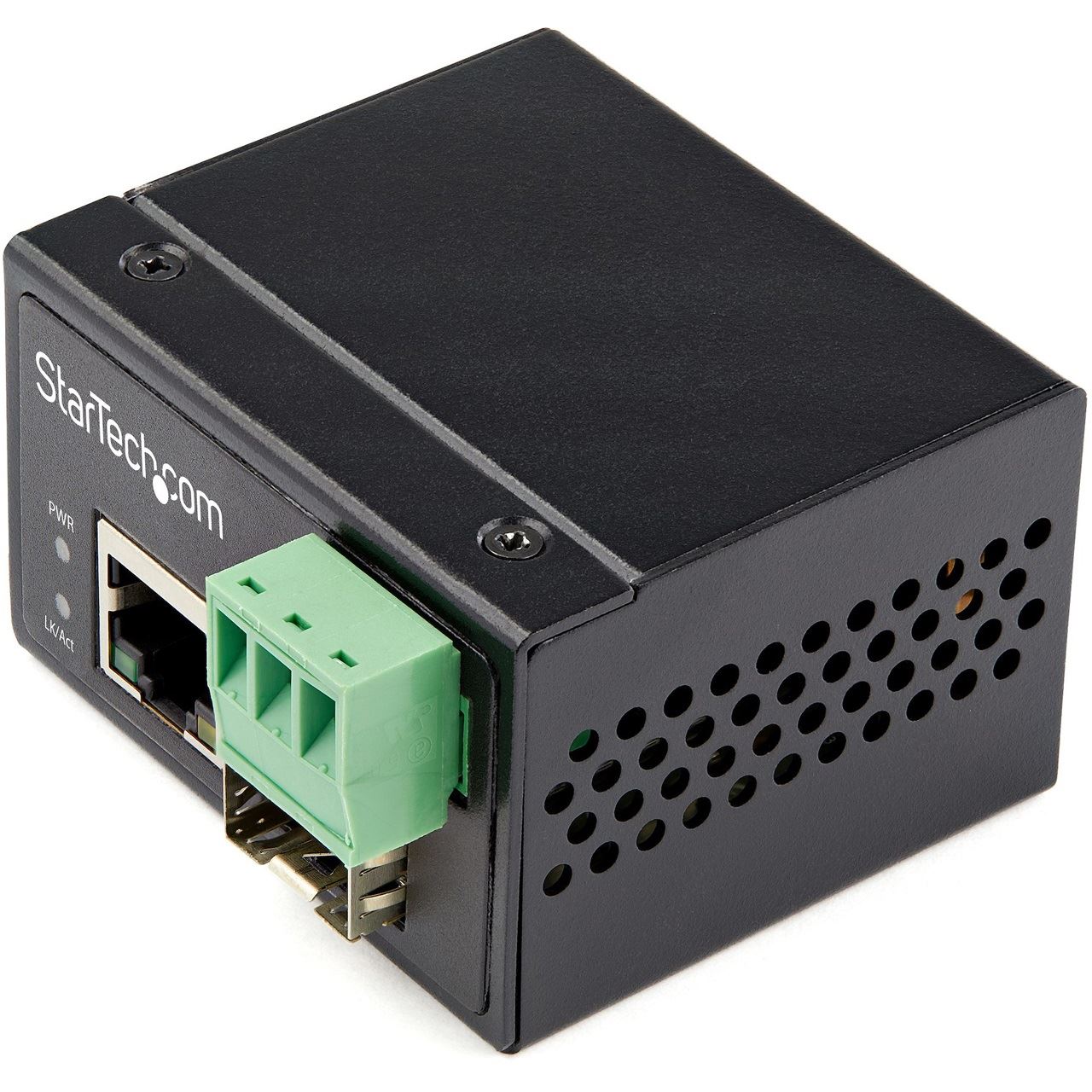 Startech Industrial Fiber to Ethernet Media Converter - 100Mbps SFP to RJ45/Cat6 - Singlemode/Multimode Optical Fiber to Copper Network - 12