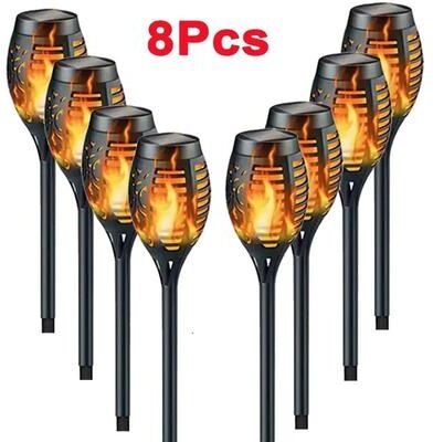 Uplift Treasures Solar Flame Torch Lights Waterproof Flickering LED Garden Path Lights Set 8pcs