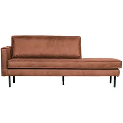 Daybed Rodeo Lederoptik, modernes Design, links, cognacbraun, nachhaltige Materialwahl