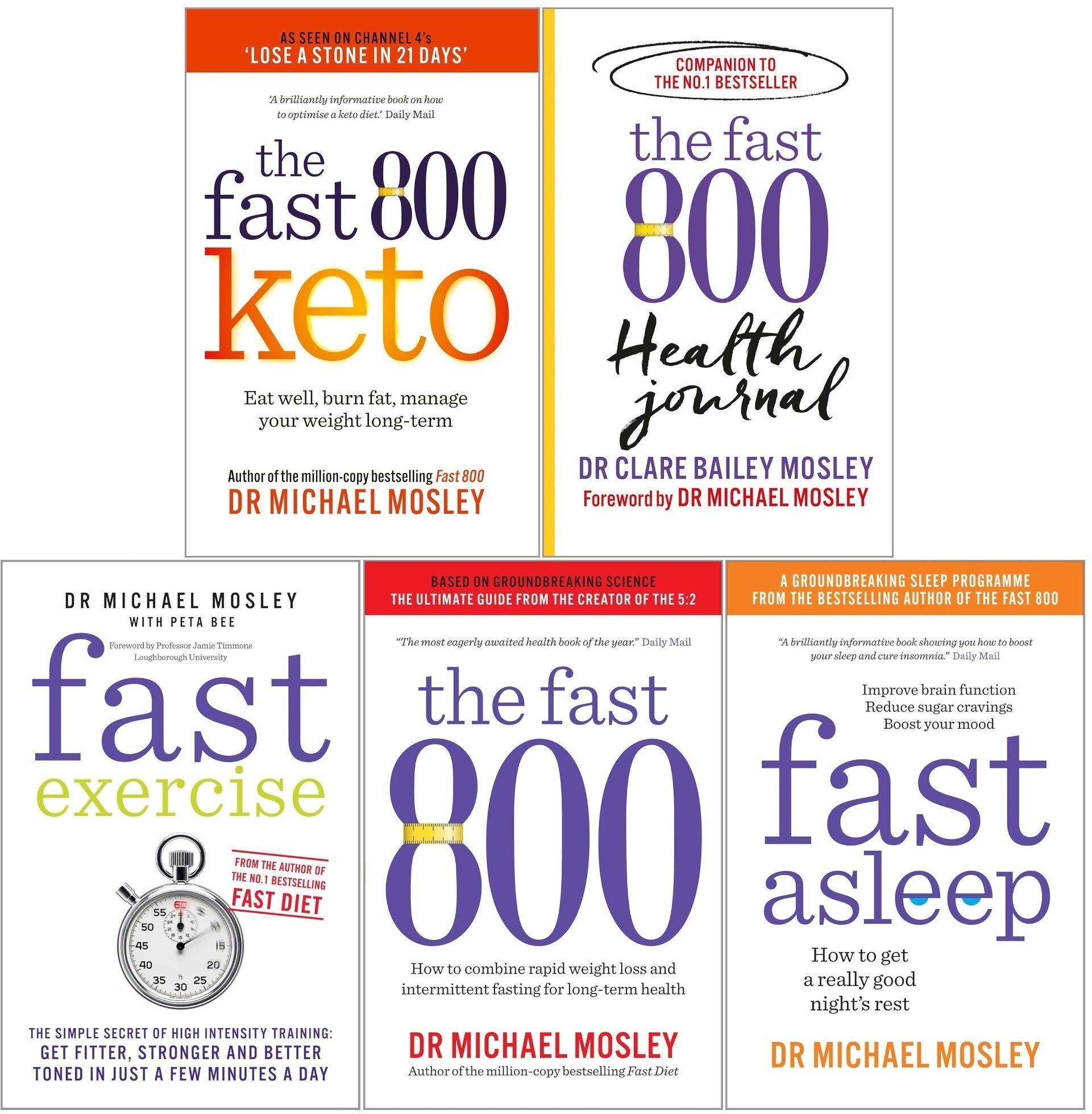 Short Books Dr Michael Mosley 5 Books Collection Set (Fast Exercise, Fast 800, Fast 800 Health Journal, Fast 800 Keto, Fast Asleep)