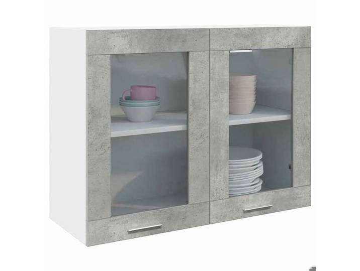 SALE 2025 Armoire en verre suspendue - vitrine cuisine murale - Gris béton - 80x31x60 cm 17 75 Kg 7318