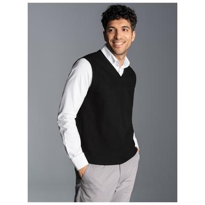 Pullunder TRIGEMA "TRIGEMA Pullunder in Waffeloptik", Herren, Gr. XL, schwarz, Piqué, 100% Baumwolle, Basic, V-Ausschnitt, Pullover Pullunder