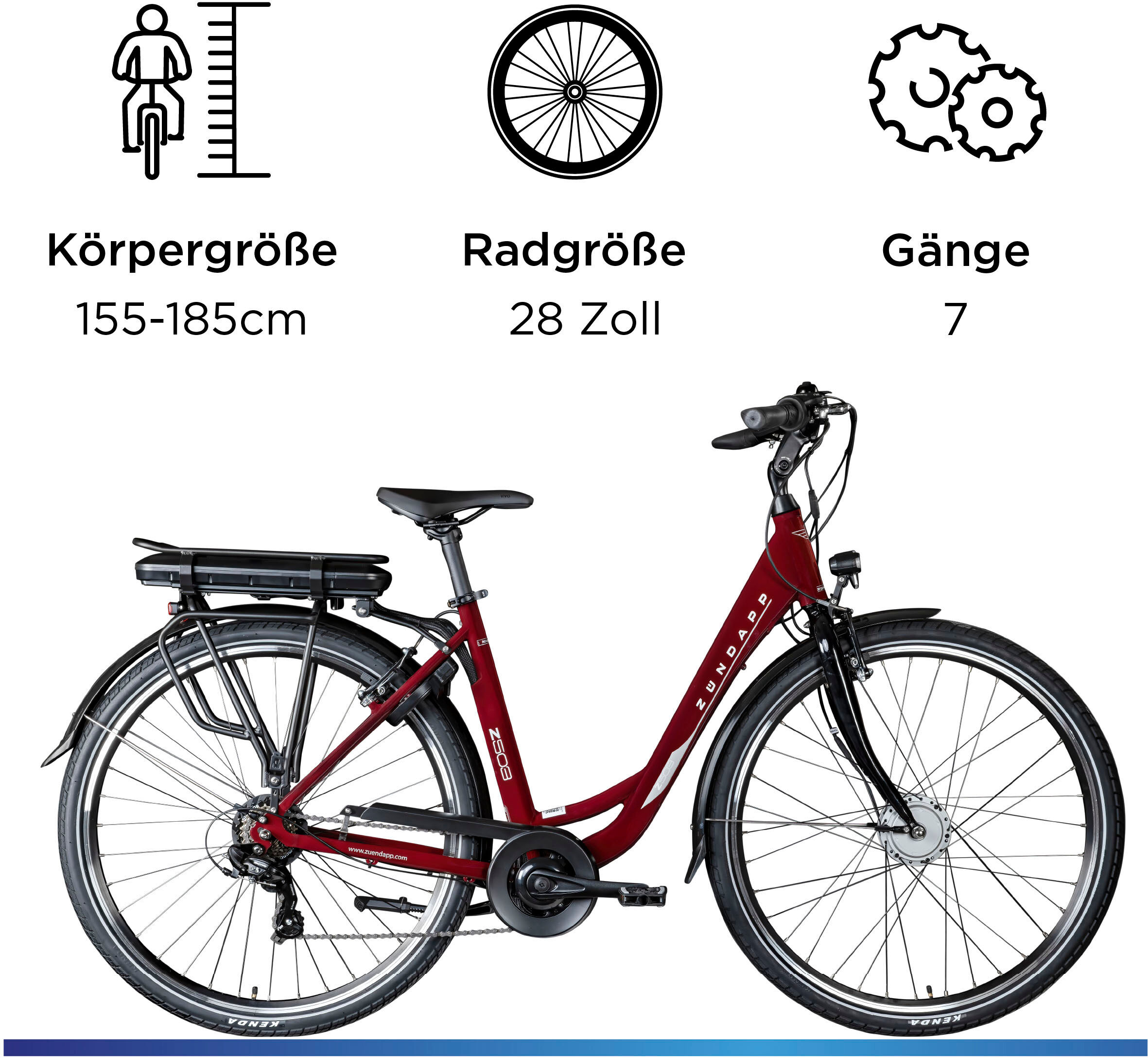 E-Bike ZÜNDAPP "Z503" Gr. 50, rot, Elektrofahrräder, 50cm, 28 Zoll (71,12cm), E-Bike, Pedelec, Elektrofahrrad für Damen und Herren
