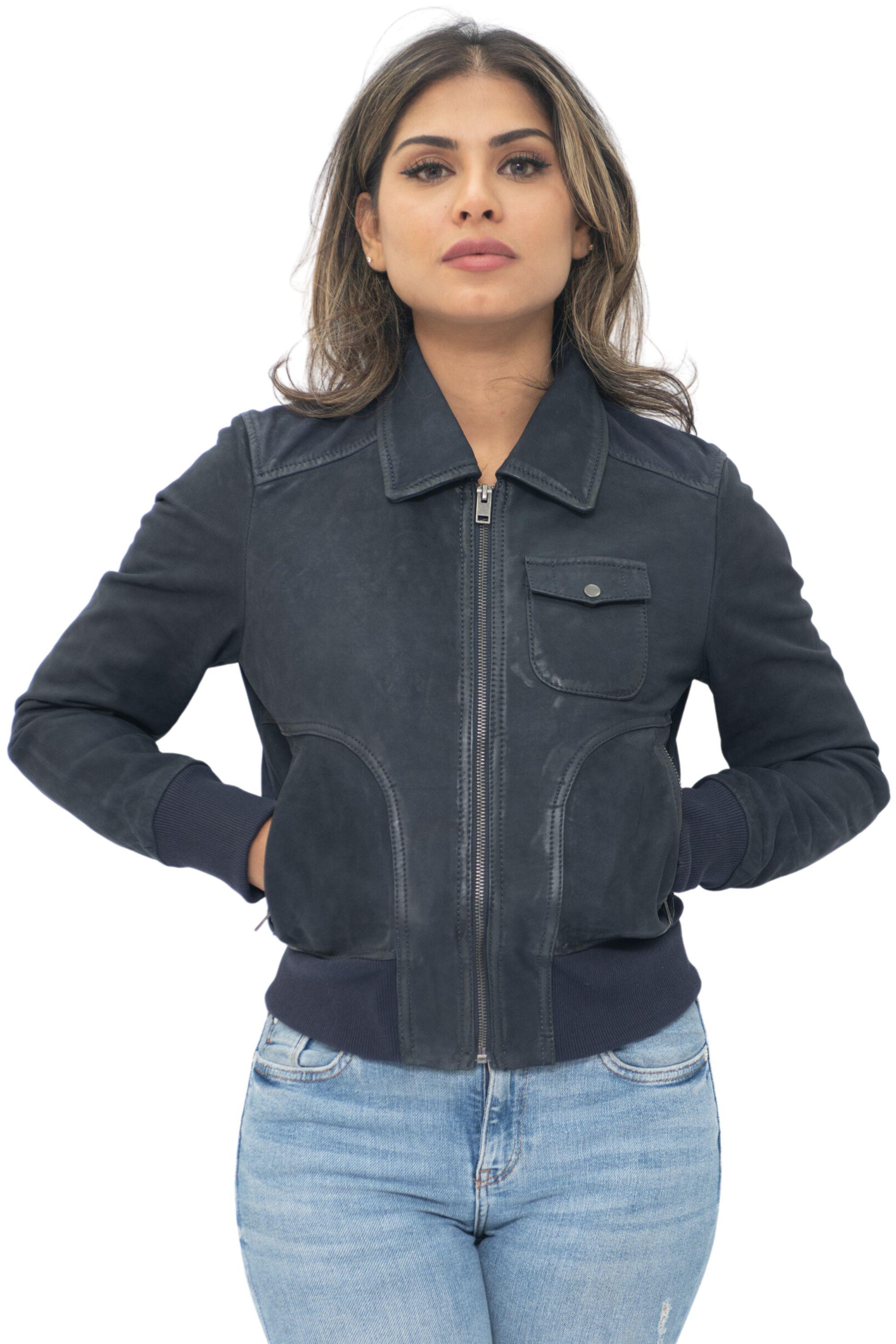 Damen Leder MA-1 Varsity Jacke-Ann Arbor