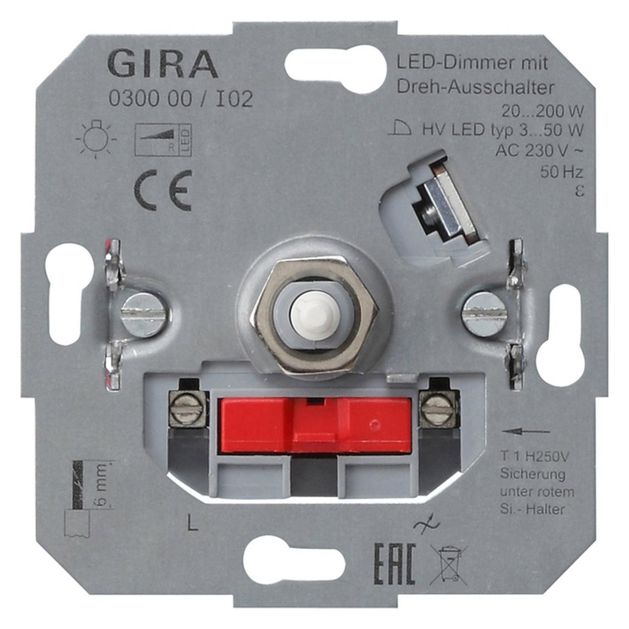 Gira LED Dimmer Drehaus 20-200W 030000 Glühlampe (030000)