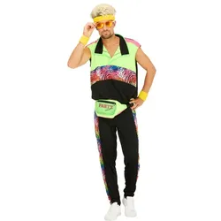 Kostüm "80er" für Herren, schwarz/bunt