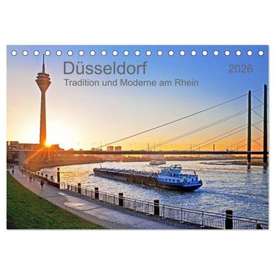 Düsseldorf - Tradition und Moderne am Rhein (Tischkalender 2026 DIN A5 quer), CALVENDO Monatskalender