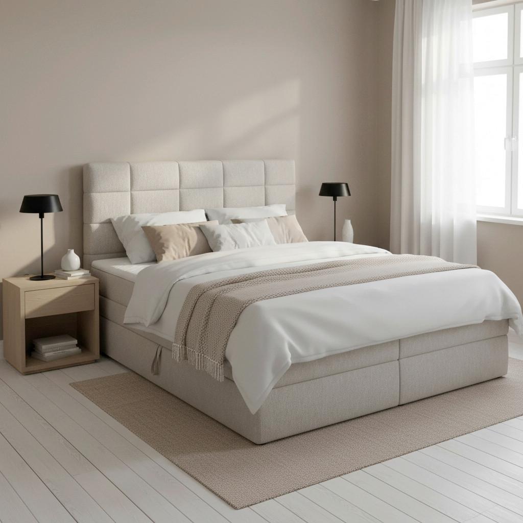 Mömax Boxspringbett Aria Grau ca. 180x200 cm mit Topper