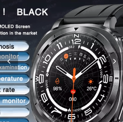 Inspire Picks VitaPulse AI Laser Health Smartwatch ECG PPG Blood Pressure & Body Analysis Watch black