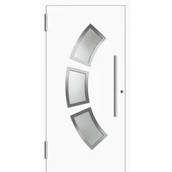 Flügelüberdeckende Aluminium Haustür "BELLA" RC2 Wunsch-RAL-Farbe außen öffnend DIN links