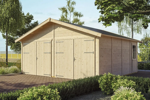 Blockbohlengarage SKAN HOLZ Varberg 3 570 x 525 cm natur
